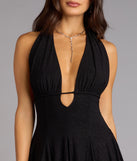 Midnight Glow Glitter Halter A-Line Mini Dress