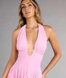 Midnight Glow Glitter Halter A-Line Mini Dress