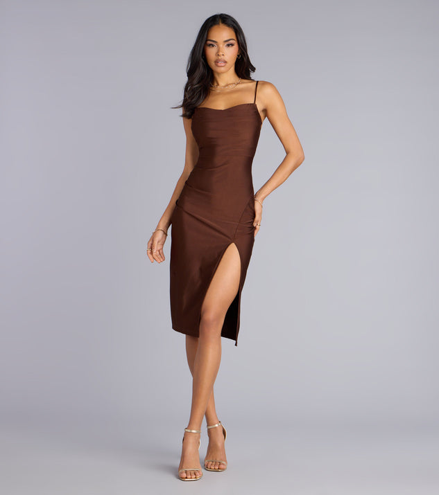 Sleek And Smooth High Slit Midi Dress | Windsor