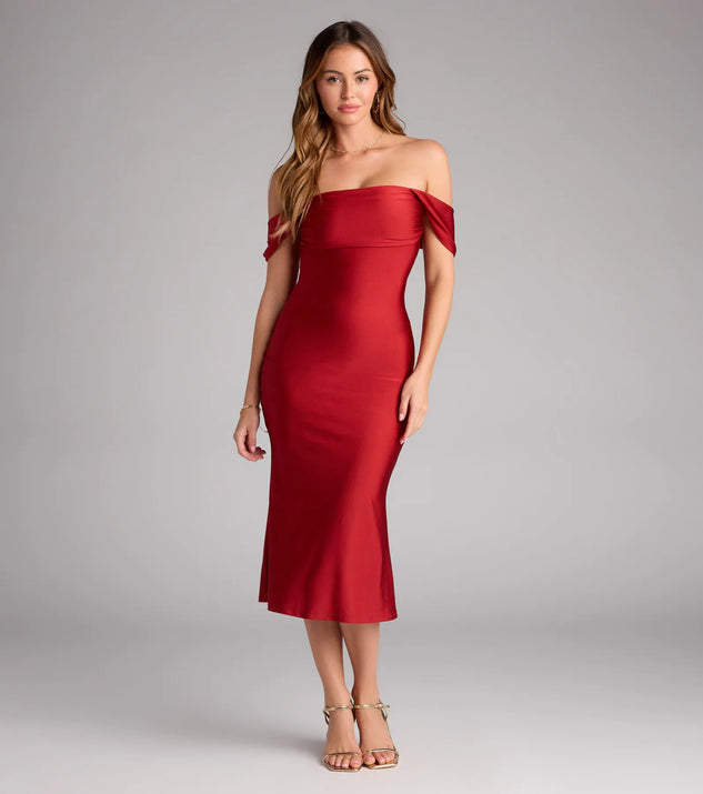 windsor off shoulder dress Exceptional Off-The-Shoulder Flared Midi Dress