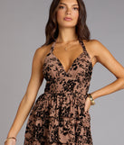Flirty Tease Halter Ruffle Skater Dress