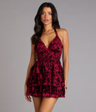 Flirty Tease Halter Ruffle Skater Dress