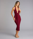 Autumn Affair Plunge Halter Midi Dress