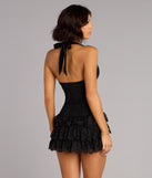 The Ruffle Me Up Lace Halter Mini Dress is your new go-to Windsor dress—effortless, versatile, and made to update your fall style in seconds.