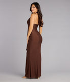 Night Whisper Plunge Ruffle Maxi Dress