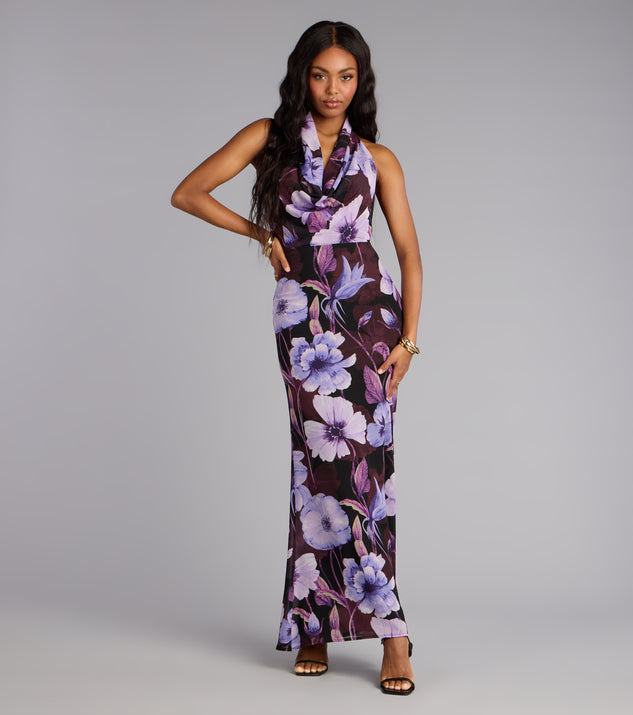 Petal Noir Floral Chiffon Maxi Dress | Windsor