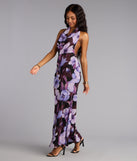 Petal Noir Floral Chiffon Maxi Dress