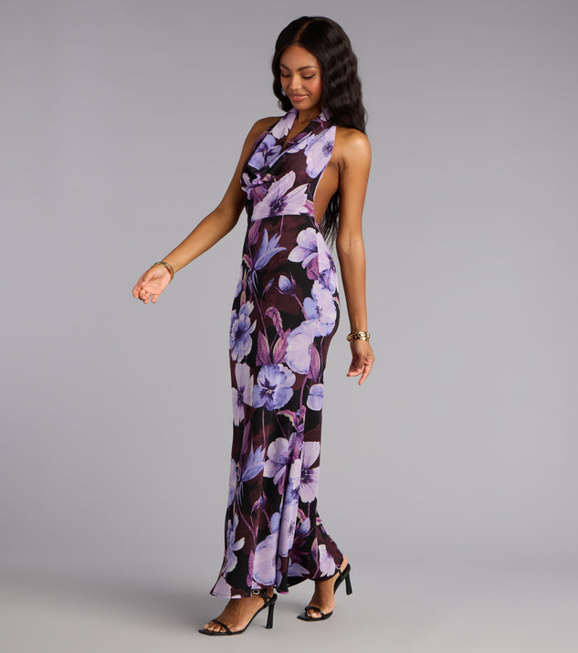 Petal Noir Floral Chiffon Maxi Dress | Windsor