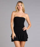 Glitter Rush Strapless Ruffle Mini Dress