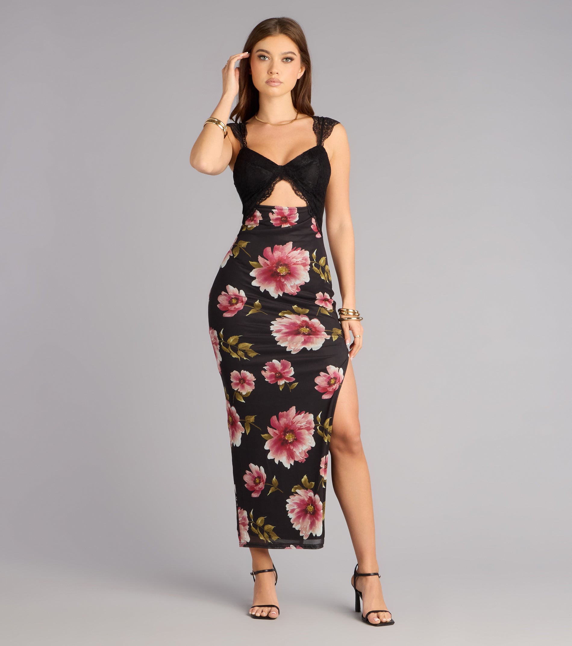 Love Language Floral Lace Slit Maxi Dress | Windsor