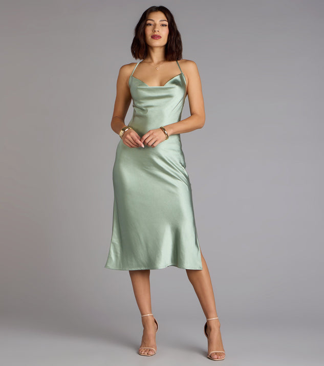 Dreamy Luxe Satin Strappy Back Midi Dress