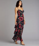 Blush Hour Floral Ruffle Maxi Dress