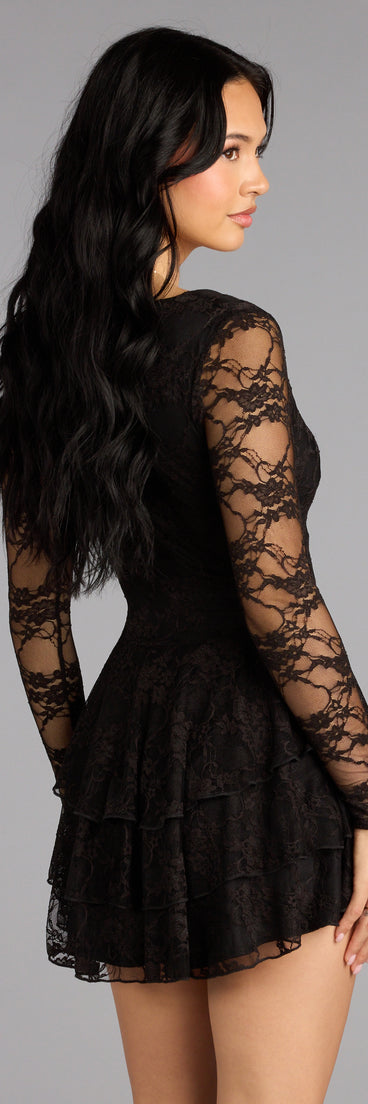 Forever Yours Lace Long Sleeve Skater Dress