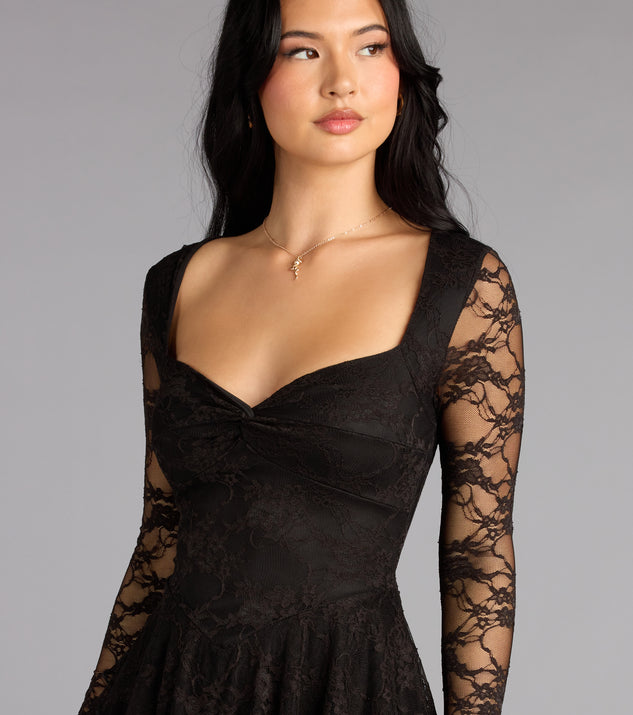 lace skater dress with long sleeves Chic White Dress - Lace Skater Dress - Long Sleeve Mini Dress