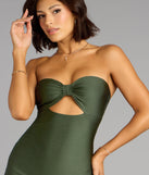 Sultry Twist Strapless Cutout Midi Dress