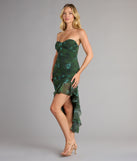 Romance In Bloom Floral Ruffle Slit Midi Dress