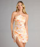 Laced in Daydreams Satin Halter Floral Mini Dress