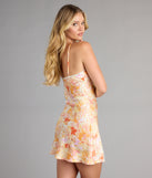 Laced in Daydreams Satin Halter Floral Mini Dress