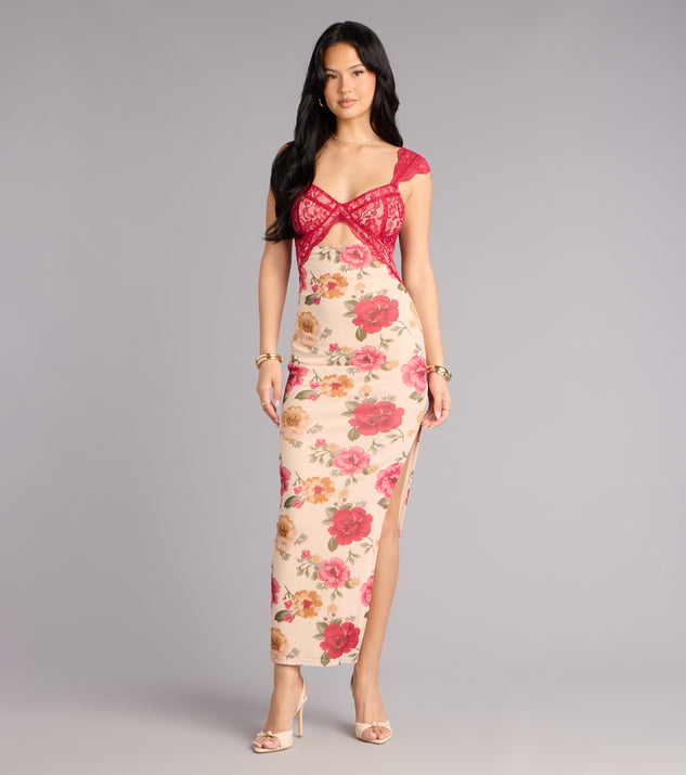 blooming beauty floral print mesh maxi dress Blossom Beauty Floral Lace Maxi Dress