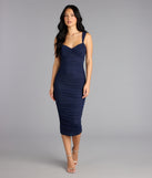 All About You Ruched Mesh Midi Dress