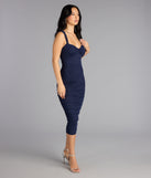 All About You Ruched Mesh Midi Dress