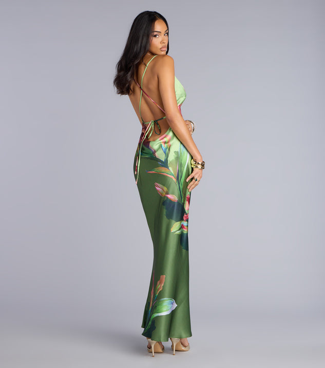 Sunset Muse Floral Satin Maxi Dress