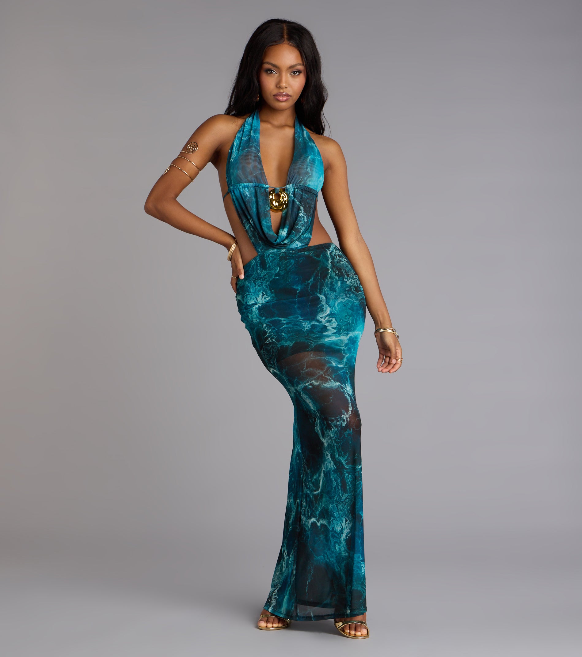 Ocean Eyes Halter Maxi Dress | Windsor