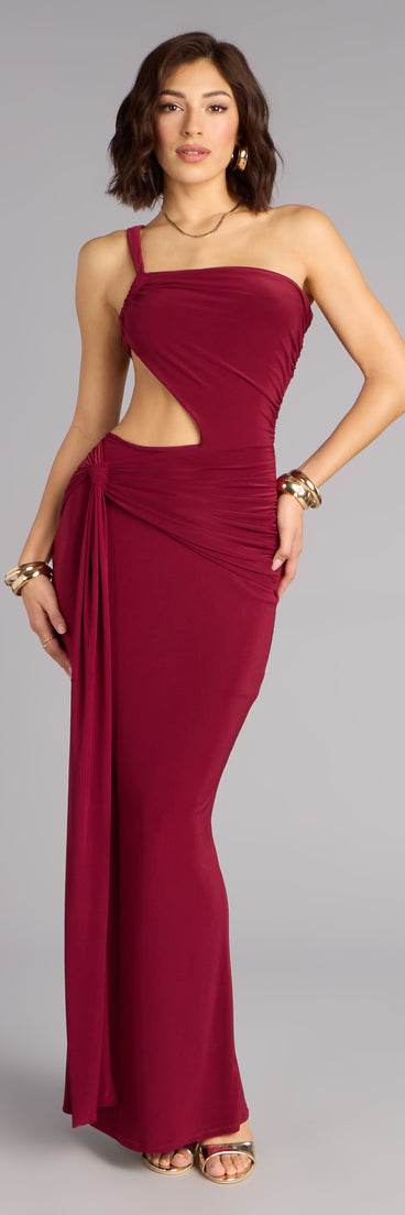 Bold Curve One-Shoulder Maxi Dress