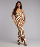 All Eyes Satin Cowl Maxi Dress
