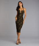 Chic Bloom Flocked Floral Velvet Midi Dress
