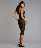 Chic Bloom Flocked Floral Velvet Midi Dress
