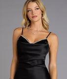 Starlit Satin Rhinestone A-Line Dress
