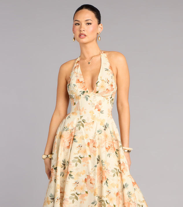 Set For Spring Halter Corset Floral Midi Dress | Windsor