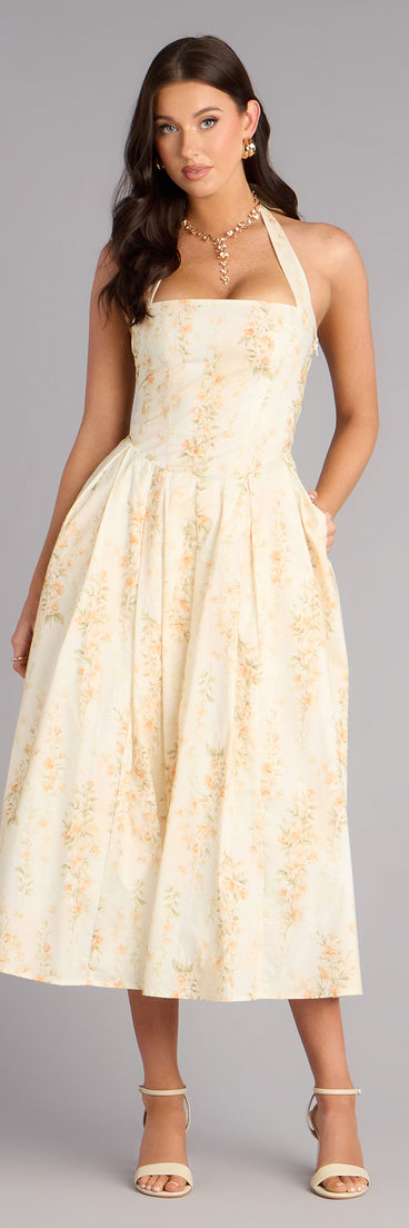 Petals And Plans Halter Lace-Up Midi Dress Petals And Plans Halter Lace-Up Midi Dress