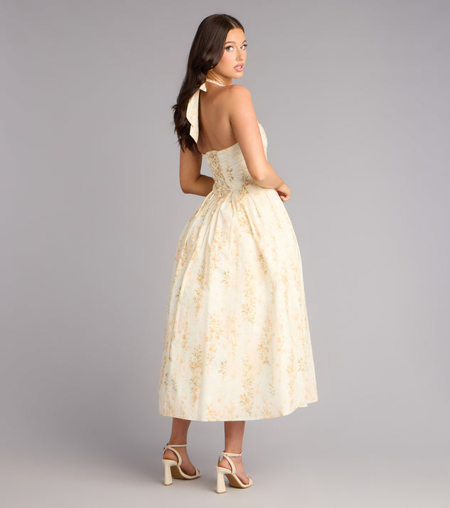 Petals And Plans Halter Lace-Up Midi Dress | Windsor Petals And Plans Halter Lace-Up Midi Dress | Windsor