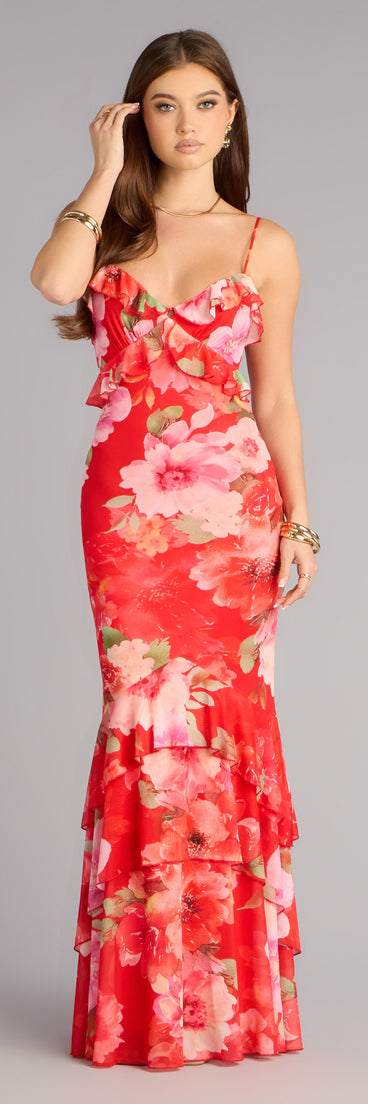 All Eyes On You Floral Ruffle Maxi Dress