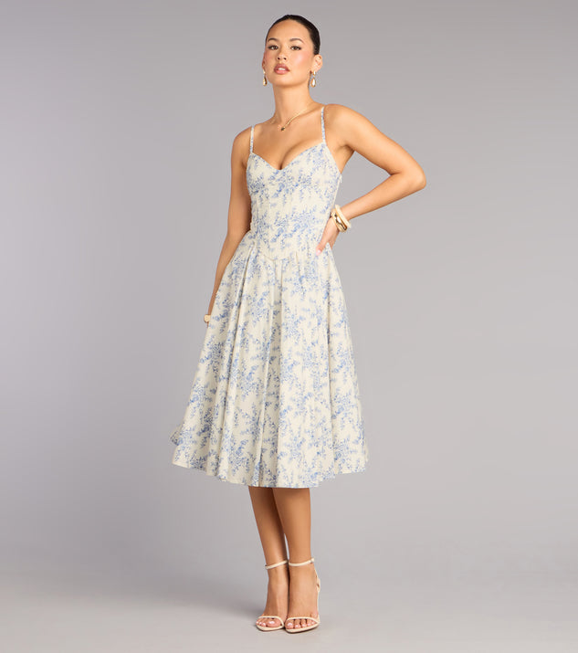 Garden Party Goals Floral Corset A-Line Midi Dress