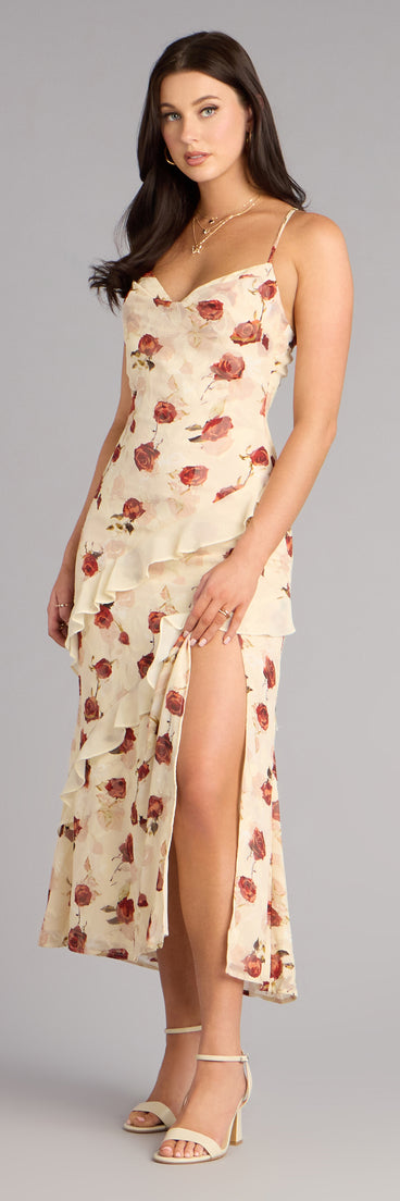 Rosewater Romance Chiffon Midi Dress