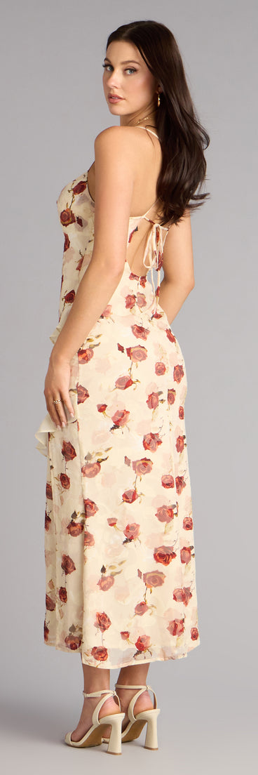 Rosewater Romance Chiffon Midi Dress