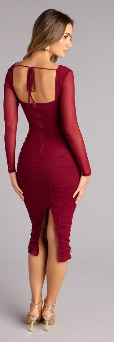 Date Night Defined Long Sleeve Midi Dress