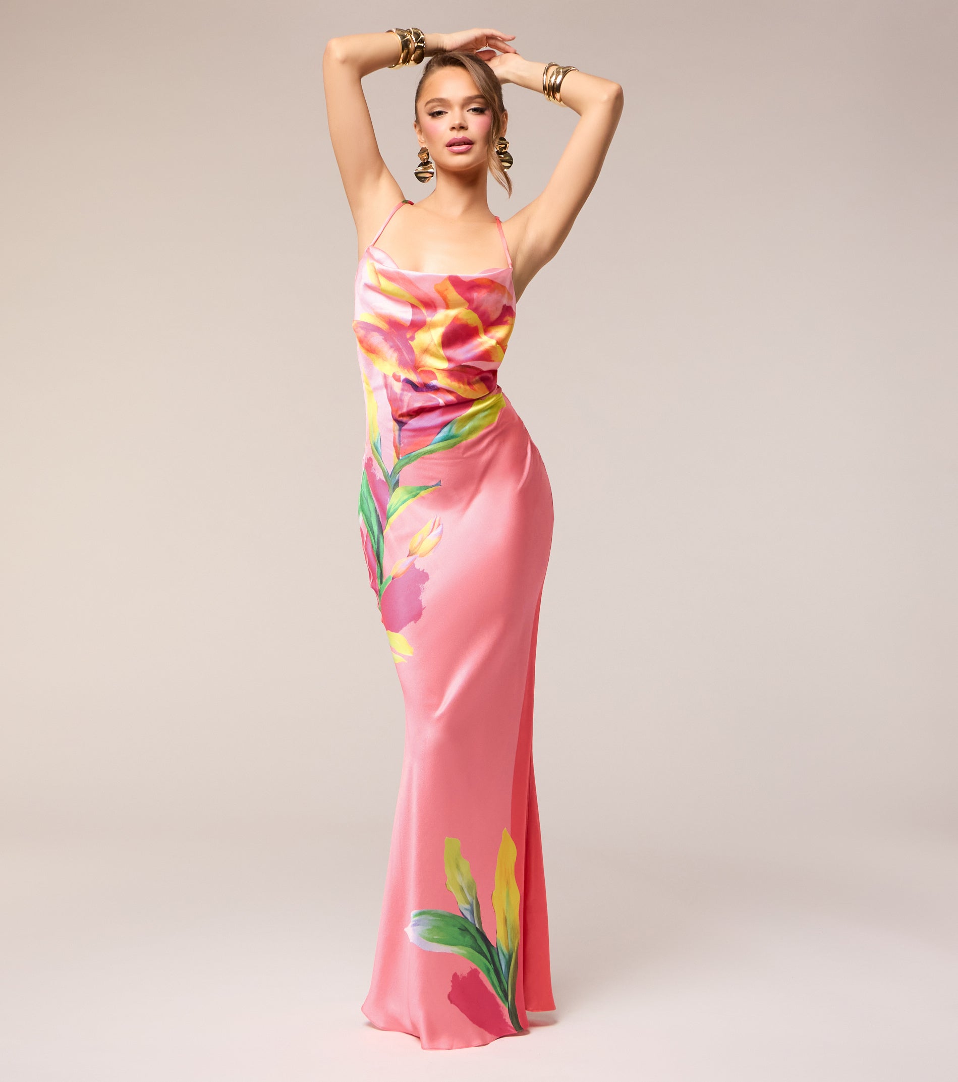 Vacation Glow Floral Satin Maxi Dress | Windsor