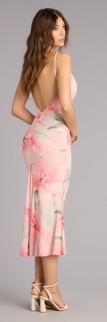 Grace In Motion Floral Open Back Midi Dress | Windsor Grace In Motion Floral Open Back Midi Dress | Windsor