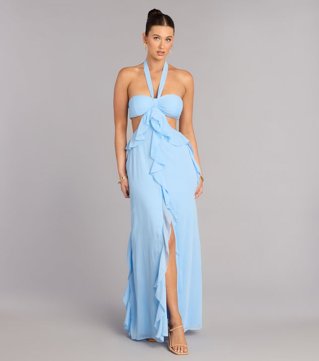 Ruffle and Ready Chiffon Halter Maxi Dress | Windsor Ruffle and Ready Chiffon Halter Maxi Dress | Windsor