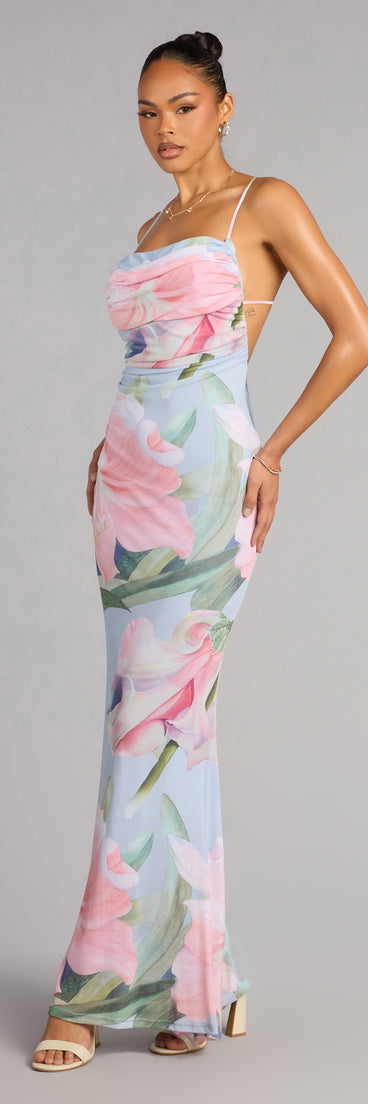 Effortless Bloom Floral Open Back Maxi Dress