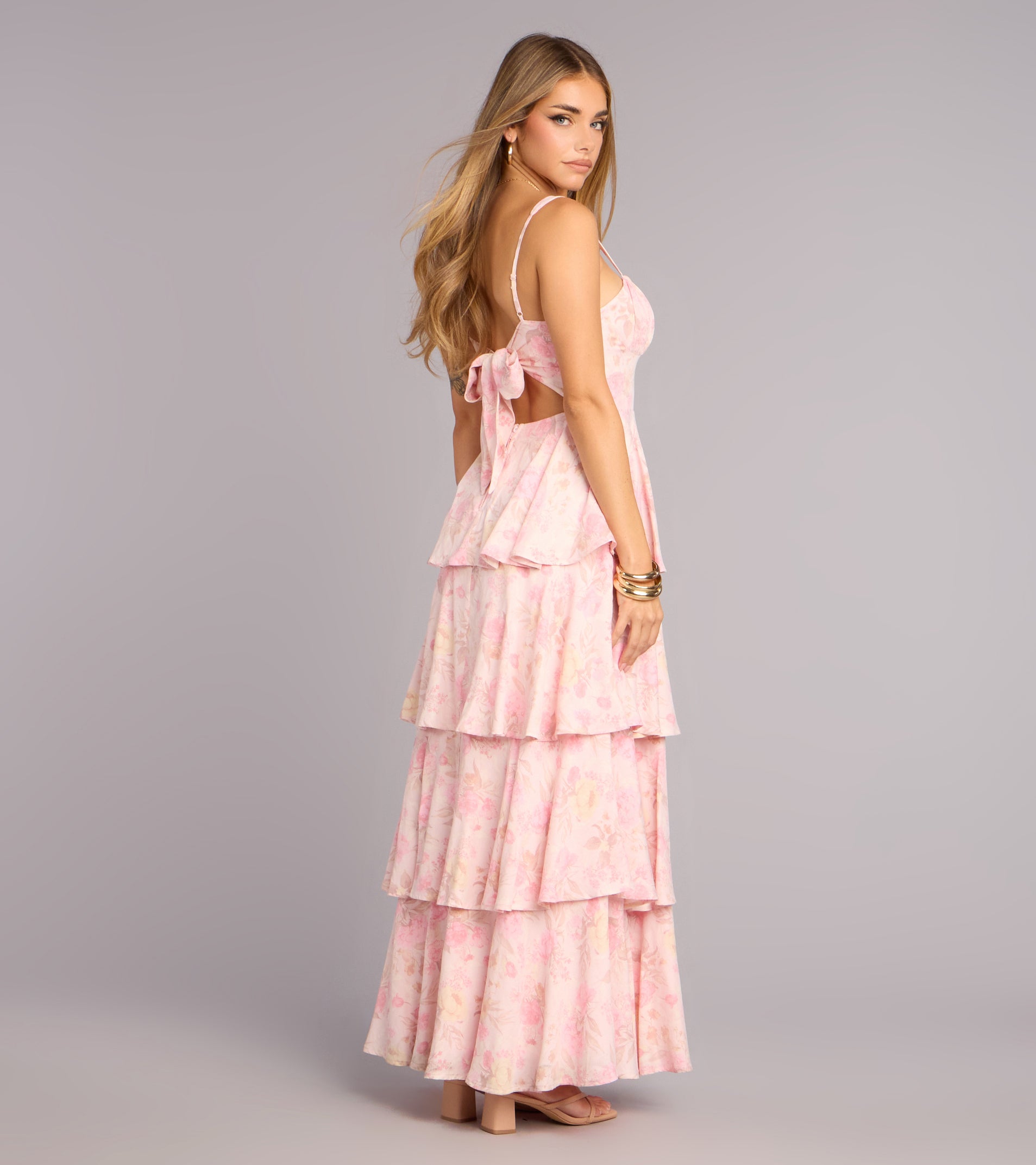 Pretty Agenda Floral Woven Ruffle Maxi Dress | Windsor