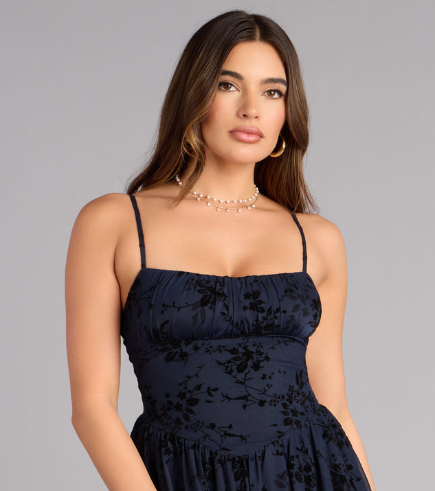 Effortlessly Cute Floral Velvet Burnout Skater Dress