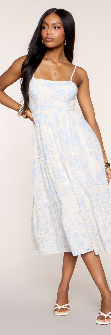 My Cute Side Tie-Back Floral Eyelet Midi Dress | Windsor My Cute Side Tie-Back Floral Eyelet Midi Dress | Windsor