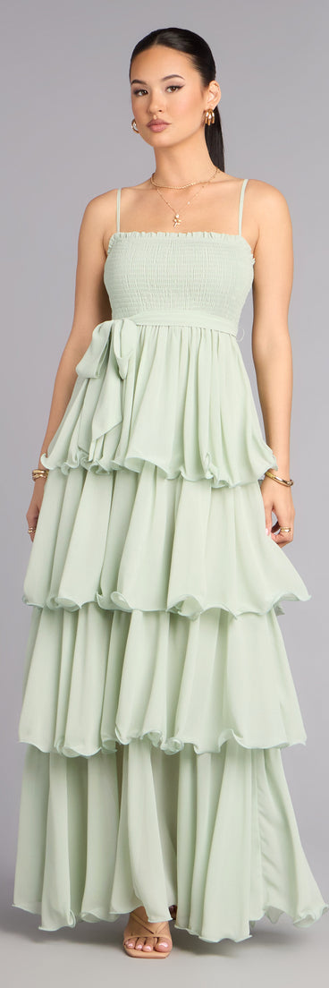 Windsor Love in Layers Ruffle Chiffon Maxi Dress in Sage | Size: S Windsor Love in Layers Ruffle Chiffon Maxi Dress in Sage | Size: S