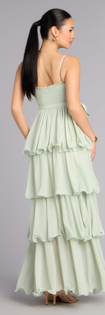 Windsor Love in Layers Ruffle Chiffon Maxi Dress in Sage | Size: S Windsor Love in Layers Ruffle Chiffon Maxi Dress in Sage | Size: S
