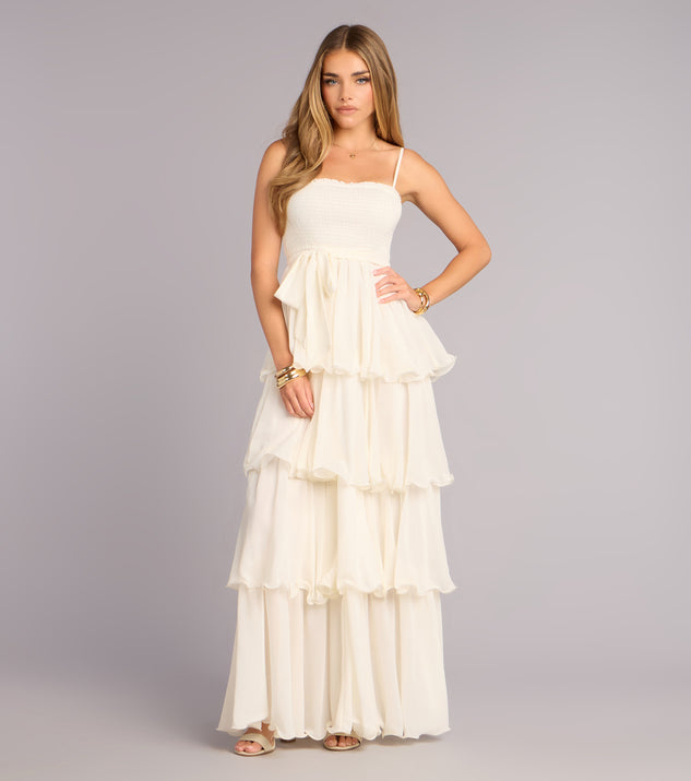 chiffon ruffle layer maxi dress Love in Layers Color:Black Oak with a thigh Oksale Women's Sexy Deep non-iron